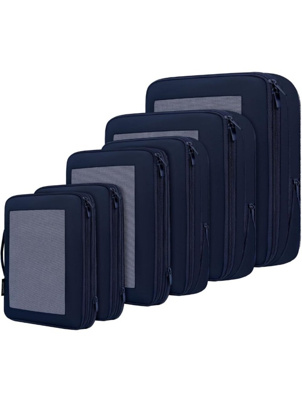 Compression Packing Cubes Set - Expandable Travel Organizers, Mesh Design, Navy
